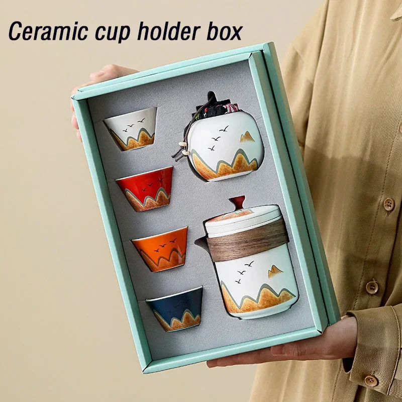 Coffee Tea Canister Set - Gift Box,Chinese Style Ceramic Tea Cup,Porcelain