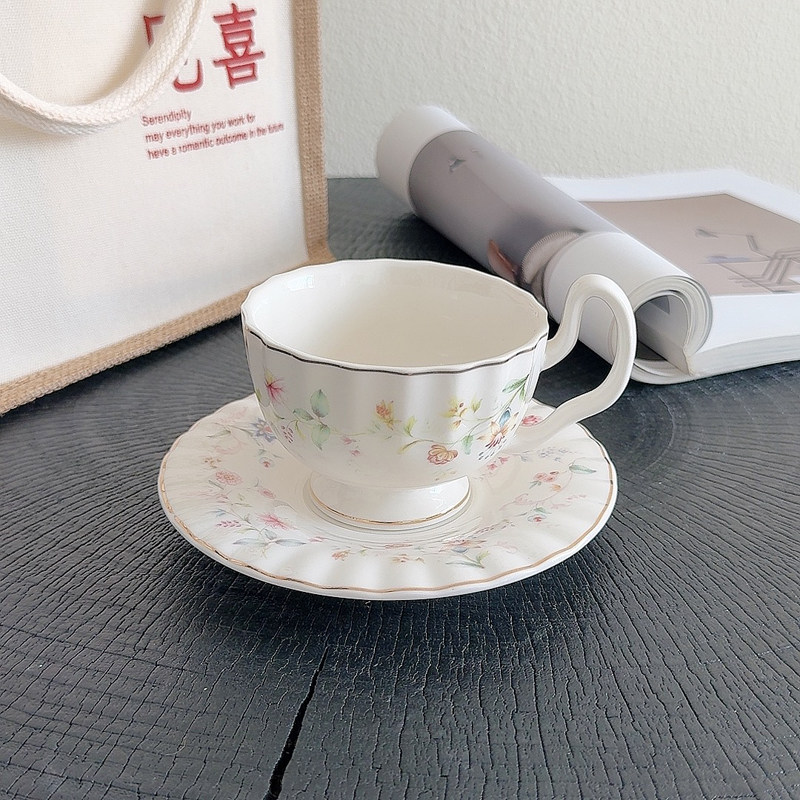 Gold-drawing Floral Print Coff - Draw Coffee And Tea review and price