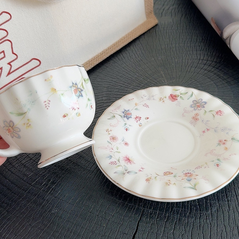 Gold-drawing Floral Print Coff - Draw Coffee And Tea review and price
