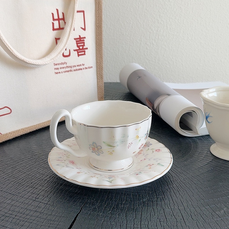 Gold-drawing Floral Print Coff - Draw Coffee And Tea review and price