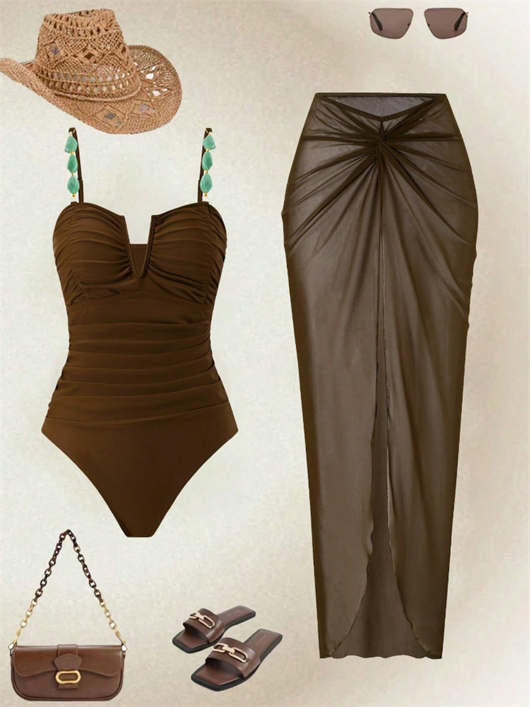 Vintage Coffee Mesh Long Skirt - Coffee Tea Weight Loss review and price