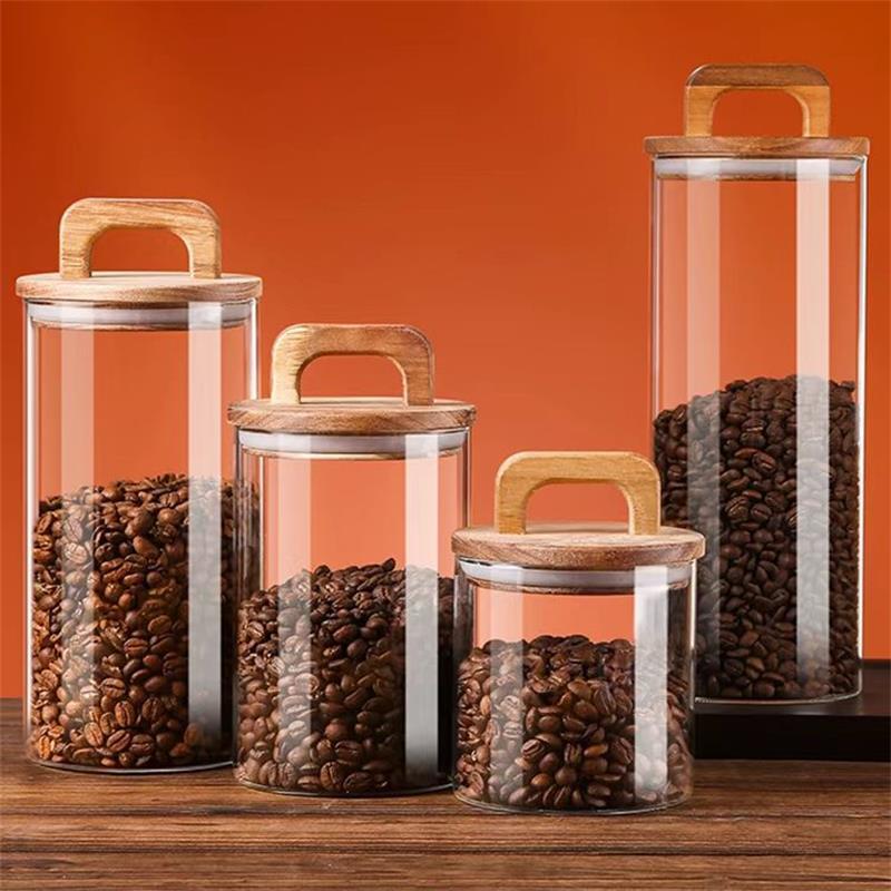 Clear Glass Jar with Bamboo Li - Coffee Tea Canister Set review and price