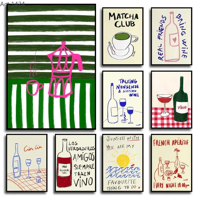 Modern Colorful Drawings Abstr - Draw Coffee And Tea review and price