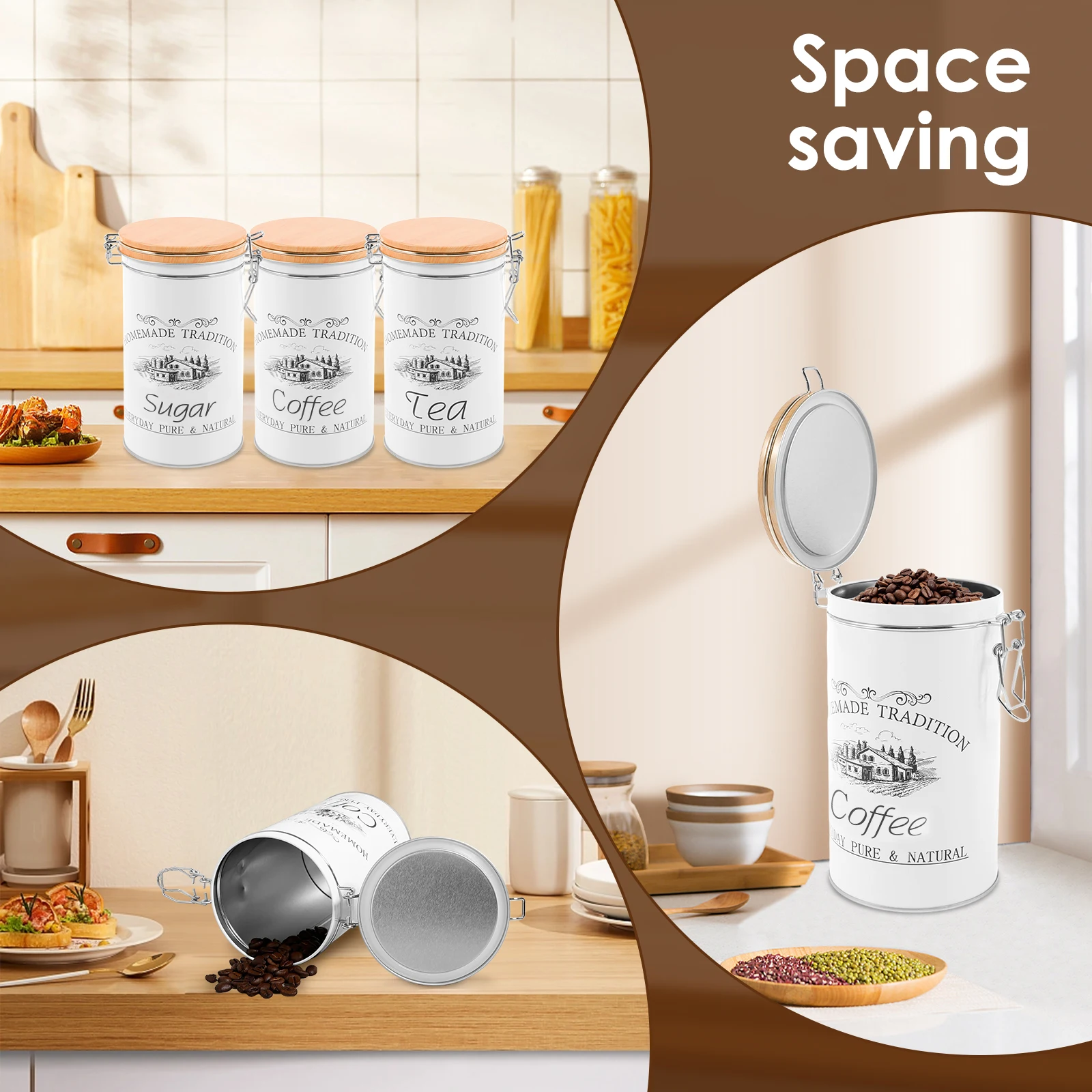 3Pcs/Set Tea Coffee Sugar Cani - Coffee Tea Canister Set review and price
